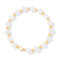 Белый Нефрит Ограненные круглые бусины из натурального белого нефрита, стрейч-браслеты для женщин и мужчин, внутренний диаметр: 2-3/8 дюйм (6 см)