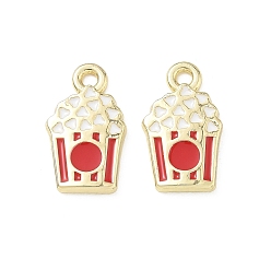 Golden Alloy Enamel Pendants, Popcorn Charms, Long-Lasting Plated, Golden, 17x10x2mm, Hole: 1.8mm