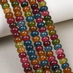 Mixed Color Natural Deyd White Jade Beads Strands, Smooth Rondelle, Mixed Color, 8~8.5x5mm, Hole: 0.9mm, about 74~76pcs/strand, 14.96''~15.35''(38~39cm)