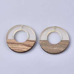 Белый Дым Подвески из смолы и ореха, кольцо, серый, 38x3.5 мм, отверстие : 2 мм