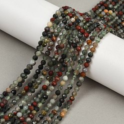 Гелиотроп Природные африканские гелиотроп бисер пряди, граненые, круглые, 4~4.5 мм, отверстие : 0.8 мм, около 98 шт / нитка, 15.51'' (39.4 см)
