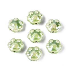 Lime Green Handmade Porcelain Beads, Bright Glazed Porcelain, Claw, Lime Green, 12.5~13.5x14~15x8~9mm, Hole: 1.6~2mm