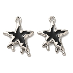 Платина Шарик из сплава, окрашенный распылением, звезда, платина, 28x21x2.5 мм, отверстие : 1.8 мм