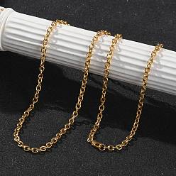 Настоящее золото 18K Ионное покрытие (ip) 304 ожерелья из нержавеющей стали с цепочкой для женщин и мужчин, реальный 18 k позолоченный, 27.56 дюйм (70 см)