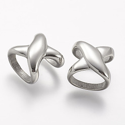 Stainless Steel Color Tarnish Resistant 304 Stainless Steel Slide Charms, X shape, Stainless Steel Color, 16.5x17x12mm, Hole: 8x12.5mm