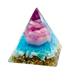 Темно-Голубой Генераторы энергии смолы оргонитовой пирамиды, чипсы из драгоценных камней внутри для украшения стола домашнего офиса, глубокое синее небо, 50 мм