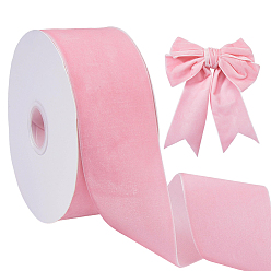 Pink Бархатная лента из спандекса, одна сторона, для подарочной упаковки, оформление партии, розовые, 2 дюйм (50 мм), около 10.00 ярдов (9.14 м) / рулон