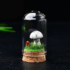 Говлит Украшения для демонстрации грибов из натурального говлита, со стеклянной крышкой, для украшения рабочего стола домашнего офиса, 20 мм