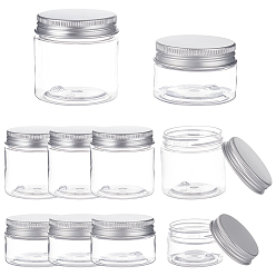 Clear Transparent Plastic Bead Containers, with Aluminium Cover, Column, Platinum, Clear, 16pcs/box
