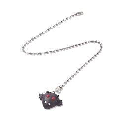 Черный Удлинители цепи потолочного вентилятора из смолы, кулон с призраком хэллоуина, с 304 из нержавеющей стальной шарик цепочки, чёрные, 337 мм