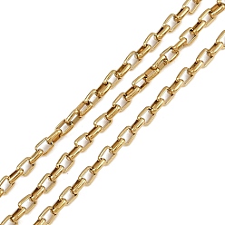 Золотой 304 кабельные цепи из нержавеющей стали, ионное покрытие (ip), несварные, прямоугольные, с катушкой, золотые, 3x2.5x1 мм