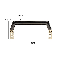 Golden Metal Purse Frames, Bag Handle, for Bag Sewing Craft, Black, Golden, 13x5.8cm
