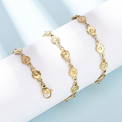 Золотой 5.5мм 304 ожерелья из нержавеющей стали с цветочным звеном, ионное покрытие (ip), золотые, 17.87 дюйм (45.4 см)