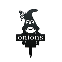 Черный Этикетка для лука, Металлический садовый кол гнома/гнома на тему Хэллоуина, грунтовая вставка декор, чёрные, 280x170 мм