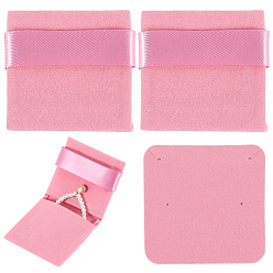 Pink 3шт. прямоугольные бархатные конверты для упаковки, подарочные пакеты для хранения украшений для сережек, Кольца, Браслеты, розовые, 8.8x9.1x0.5 см