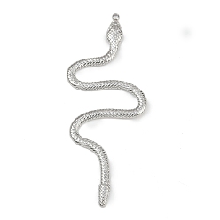 Нержавеющая Сталь Цвет 304 из нержавеющей стали большие кулоны, очарование змеи, цвет нержавеющей стали, 77.5x30.5x2.5 мм, отверстие : 1.8 мм