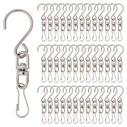 Платиновый & Цвет Нержавейки 40шт. крючки для вешалок из нержавеющей стали в форме S, с двухшарнирными застежками из сплава и фурнитурой в виде железного брелока, платины и нержавеющая сталь цвет, 45x13x6.5 мм