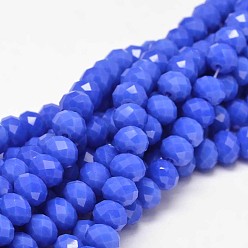 Royal Blue Glass Beads Strands, Faceted Rondelle , Royal Blue, 8x6mm, Hole: 1mm, about 70pcs/strand, 15.5 inch