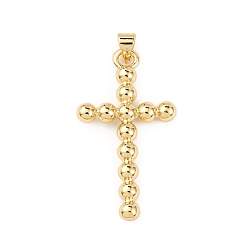 Настоящее золото 18K Латунные подвески, крестик, стойки покрытие, долговечный, без свинца и без кадмия, реальный 18 k позолоченный, 35.5x19.5x3.5 мм, отверстие : 4x3.5 мм