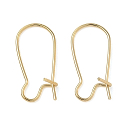 Настоящее золото 18K Латунная фурнитура для хооп серег, провод почки, долговечный, реальный 18 k позолоченный, 19x9x4 мм, штифты : 0.7 мм
