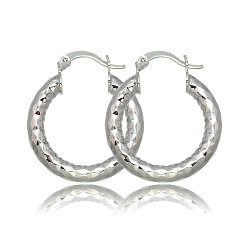 Платина Серьги-кольца с текстурой латуни, платина, 29x25 мм