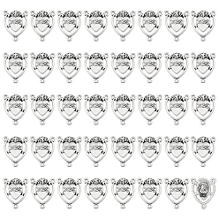 Античное Серебро 40 Соединения компонентов люстры из сплава в тибетском стиле, священные сердечные связи, античное серебро, 20x16x3 мм, отверстие : 1.2 мм