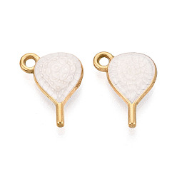 (404) Непрозрачное AB Кислое яблоко 304 нержавеющей стальной эмали подвески, прелести ракетки, ионное покрытие (ip), реальный 18 k позолоченный, цветочный белый, 16x12.5x3.5 мм, отверстие : 1.4 мм