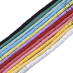 Mixed Color Spray Painted Non-magnetic Synthetic Hematite Beads Strands, Hexagon, Mixed Color, 3x1mm, Hole: 0.8mm, about 305~310pcs/strand, 15.75 inch(40cm)
