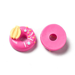 Camellia Opaque Resin Imitation Food Decoden Cabochons, Donut, Camellia, 19~20x8~10.5mm