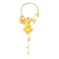 Doré  Colliers en Y double couche avec pendentif fleur en alliage de zinc pour femmes, or, 15.94 pouce (40.5 cm), environ 2 pcs / ensemble