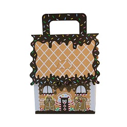 Черный Рождественские бумажные подарочные коробки для конфет в форме домика, коробки для конфет с ручкой, коробки шоколадные рождественские подарки для гостей, чёрные, 10x7.5x13 см