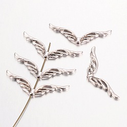 Античное Серебро Сплавочные овальные бусины тибетского стиля , кадмия и никеля свободно &, без свинца, крыло, античное серебро, 41x12x2 мм, отверстие : 1 мм, Около 750 шт / 1000 г