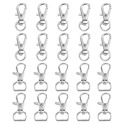 Platinum 80Pcs 2 Style Alloy & Iron Swivel Lobster Claw Clasps, Swivel Snap Hook, Platinum, 40pcs/style