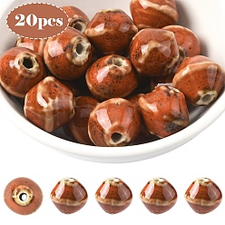 Коралловый 20шт. фарфоровые бусины ручной работы, для украшения браслета/ожерелья, Диетические аксессуары, форма волчка, коралл, 15.5x14 мм, отверстие : 3 мм