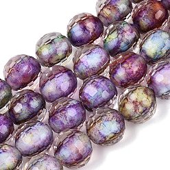 Medium Purple Resin Beads Strands, Bead in Bead, with Glass Imitation Stone Bead Inside, Round, Faceted(96 Facets), Medium Purple, 9~10mm, Hole: 0.7mm, about 49~51pcs/strand, 18.50~19.29 inch(47~49cm)