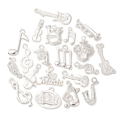 Серебро 20шт 20 стили сплав подвески набор, музыкальные инструменты прелести, серебряные, 14~30x7~19x1~6 мм, отверстие : 1.2~2 мм, 1 шт / стиль