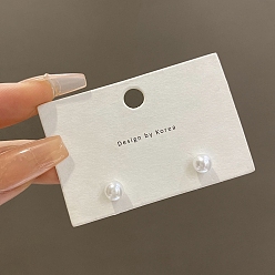 White Alloy Stud Earring, with Sterling Silver Pin and Plastic Round Beada, Golden, White, 22mm