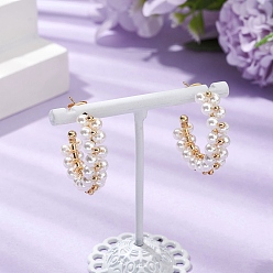 Золотой Серьги-гвоздики в форме буквы С из ракушечного жемчуга, золотые, 31x7.5 мм