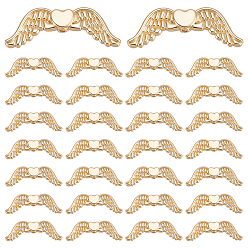 Золотой 50шт. бусины из сплава с покрытием стойки, крыло с сердцем, золотые, 7x20x3 мм, отверстие : 1.5 мм