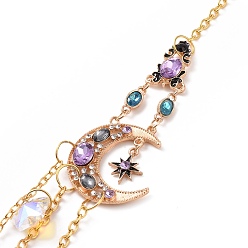 Луна Стекло подвесные украшения, ловцы солнца, с латунной фурнитурой , луна, 300 мм