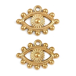 Настоящее золото 18K 304 подвески из нержавеющей стали, ионное покрытие (ip), очарование глаз, реальный 18 k позолоченный, 13.5x18.5x2 мм, отверстие : 1.6 мм