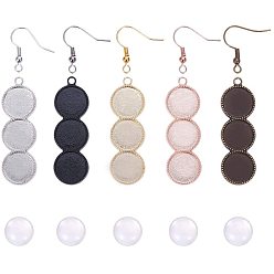 Mixed Color DIY Earring Making, with Alloy Pendant Cabochon Settings, Clear Glass Cabochons, Brass Earring Hooks, Mixed Color, 16.5x8.5x1.6cm