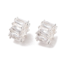 Прозрачный Латуни европейского бисера, со стеклом, плоско-круглые, серебряные, прозрачные, 10x6.5 мм, отверстие : 5 мм