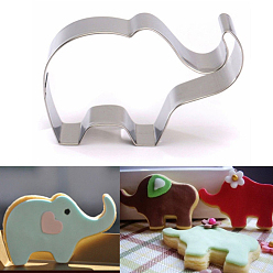 Stainless Steel Color Tarnish Resistant 304 Stainless Steel Cookie Cutters, Cookies Moulds, DIY Biscuit Baking Tool, Elephant, Stainless Steel Color, 45x89x17.5mm