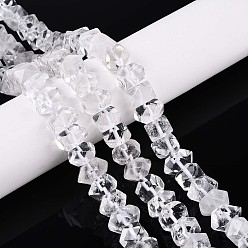 Хрусталь Природных кристаллов кварца бисер нитей, горного хрусталя, самородки, граненые, 7~8x10~14x10~14 мм, отверстие : 1 мм, около 50~53 шт / нитка, 14.96~15.55'' (38~39.5 см)
