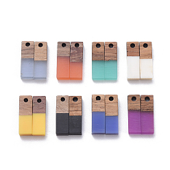 (52) Непрозрачная лаванда 8 Цвета подвески из смолы и ореха, прямоугольные, разноцветные, 17x5.5x3~3.5 мм, отверстие: 1.5 мм, 2pcs / цвет, 16 шт / комплект