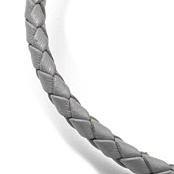 Gris Oscuro Pulseras de cuero trenzado del cordón, pulsera ajustable, gris oscuro, diámetro interior: 5/8~2-7/8 pulgada (1.5~7.3 cm)