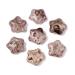 Bronze Perles de verre opaque Picasso, étoiles, tan, 15~15.5x15.5~16x8~8.5mm, Trou: 1~1.5mm, environ 213 pcs / livre