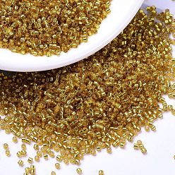 (DB2157) Окрашенный Желто-золотой Дуракоат с Серебряной Подкладкой Бусины miyuki delica, цилиндр, японский бисер, 11/0, (db 2157) окрашенное в желтое золото серебристое покрытие, 1.3x1.6 мм, отверстия: 0.8 мм, около 10000 шт / мешок, 50 г / мешок