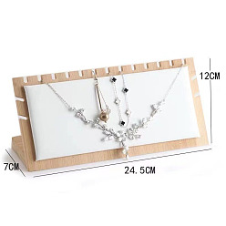 Белый Деревянная подставка для ювелирных изделий, обтянут искусственной кожей, белые, 24.5x17x7 см